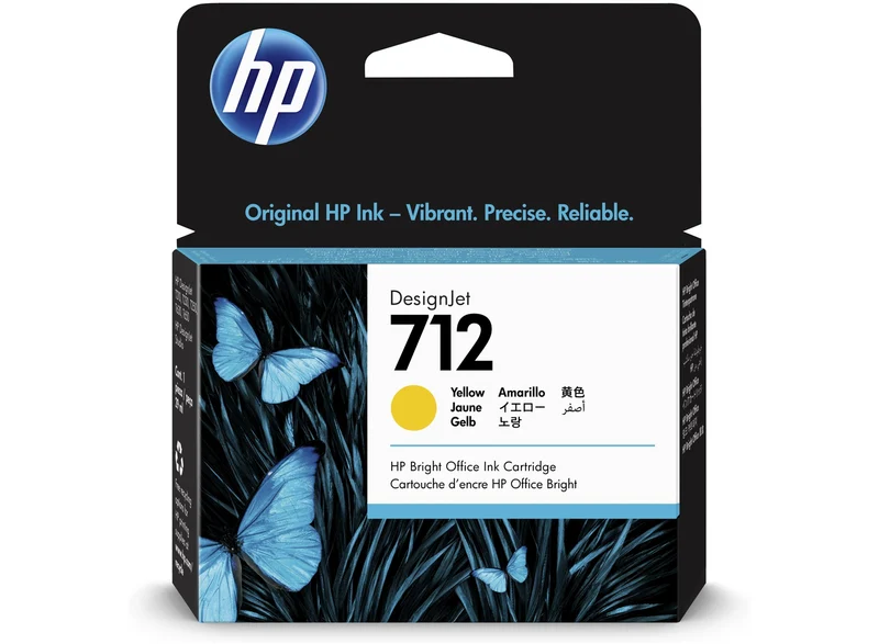 Cartouche d'encre couleur jaune d'origine HP 712 DesignJet 29mL - 3ED69A