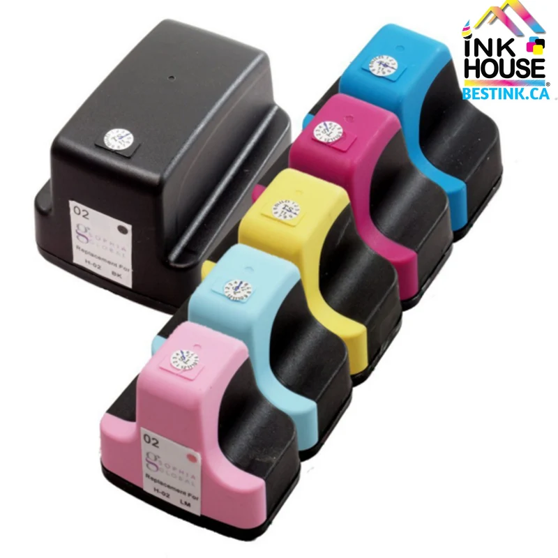 HP 02 XL New Compatible Inkjet Cartridges - Combo Pack of 6 (BK,C,M,Y,LC,LM)