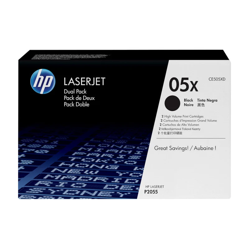 Pack de cartouches de toner d'origine HP 05X Noir - CE505XD