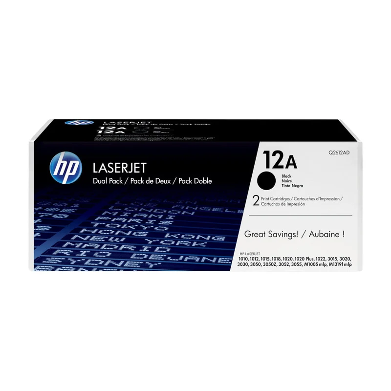 Pack de cartouches de toner d'origine HP 12A Noir - Q2612AD