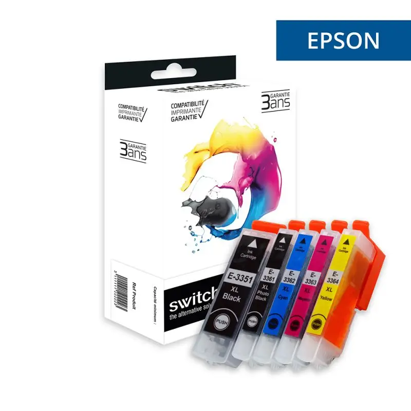 Epson 33XL Orange Cartouche Pack 4 Couleurs compatible équivalent à C13T33574012 · Switch