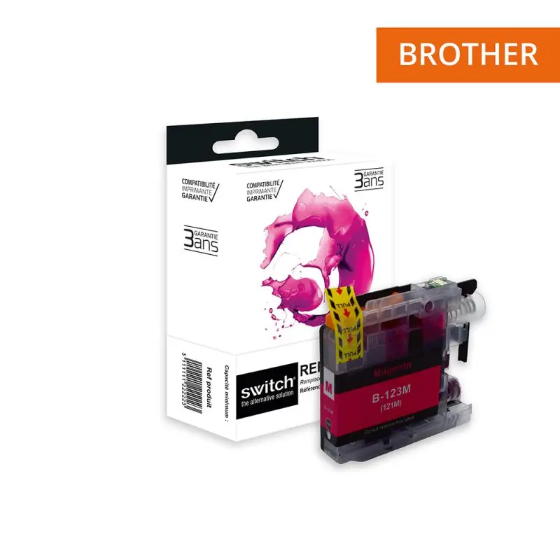 Brother 123 Cartouche Magenta compatible équivalent à LC121, 123M · Switch