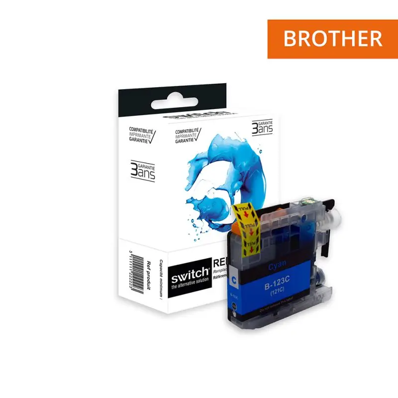 Brother 123 Cartouche Cyan compatible équivalent à LC121, 123C · Switch