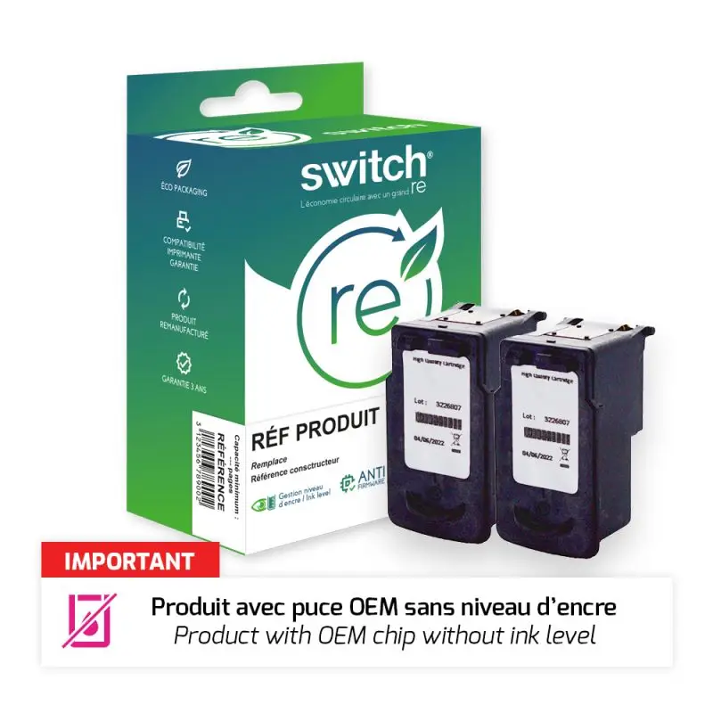 Canon 545XL/546XL Cartouche Pack 4 Couleurs remanufacturé équivalent à PG545XL, 8286B001, CL546XL · Switch RE