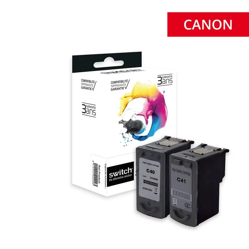 Canon 40/41 Cartouche Pack 4 Couleurs remanufacturé équivalent à PG40, CL41, 0615B001 · Switch