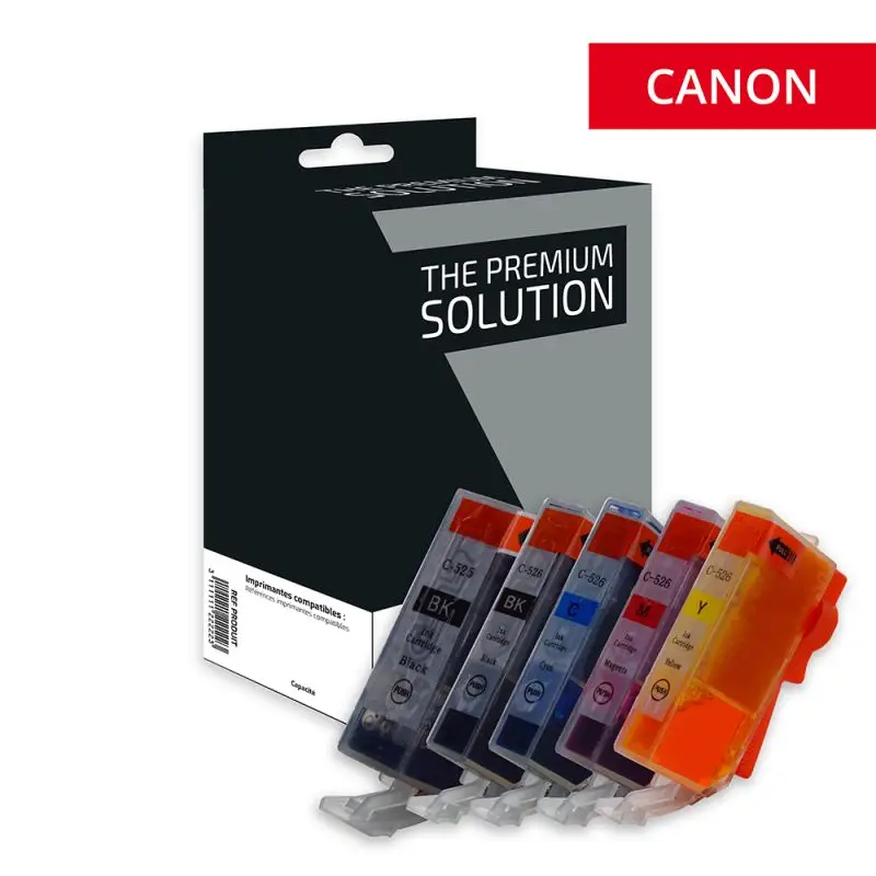 Canon 525/526 Cartouche Pack 5 Couleurs compatible équivalent à PGI525, CLI526