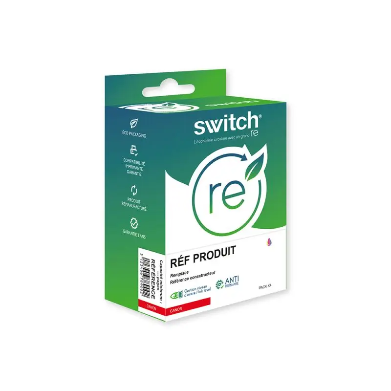 Canon 445XL/446XL Cartouche Pack 4 Couleurs remanufacturé équivalent à 8282B001, 8284B001 · Switch RE