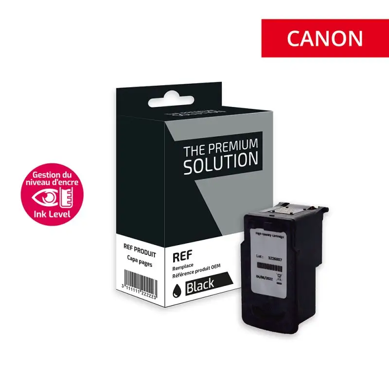Canon 512 Cartouche Noir remanufacturé équivalent à PG512, 2969B001 avec niveau d encre