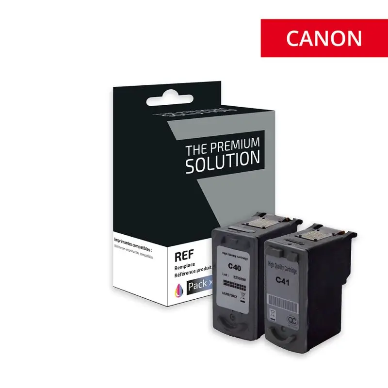 Canon 40/41 Cartouche Pack 2 Couleurs remanufacturé équivalent à PG40, CL41, 0615B001