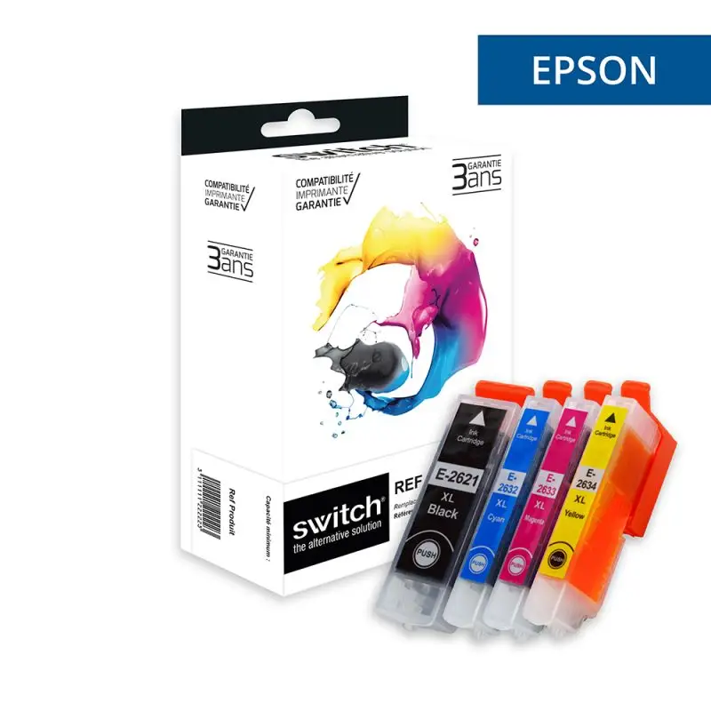 Epson 26XL Ours Polaire Cartouche Pack 4 Couleurs compatible équivalent à C13T26364012 · Switch