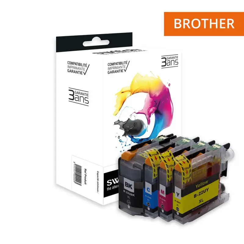 Brother 22U Cartouche Pack 4 Couleurs compatible équivalent à LC22U · Switch