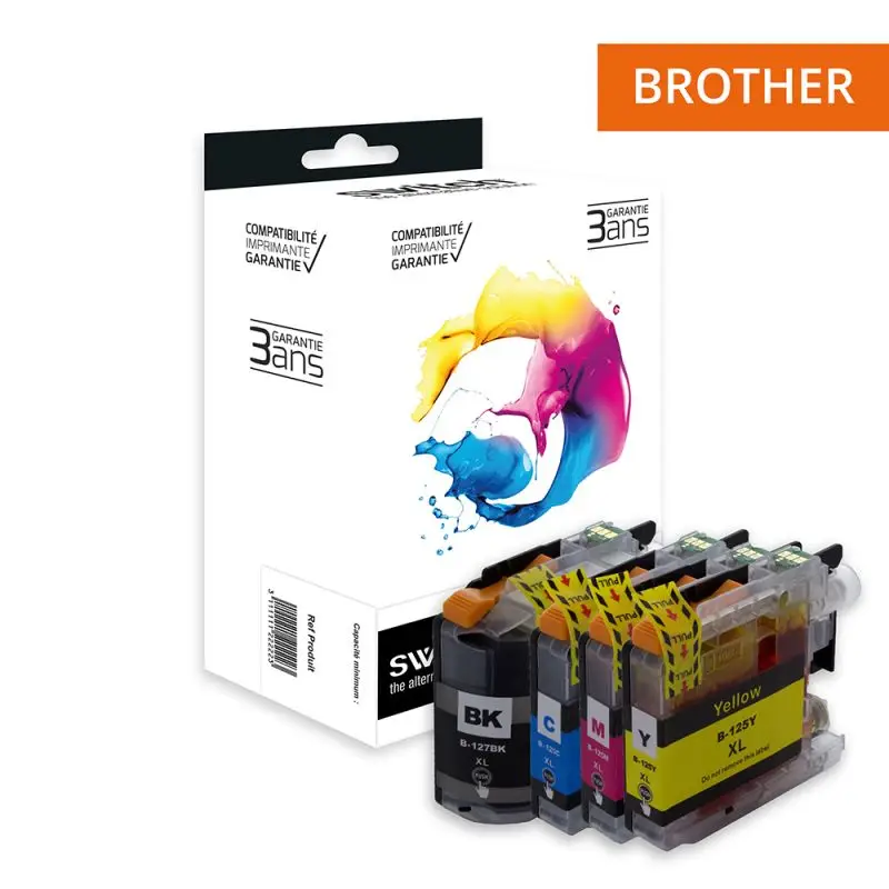 Brother 125/127 Cartouche Pack 4 Couleurs compatible équivalent à LC125, 127 · Switch