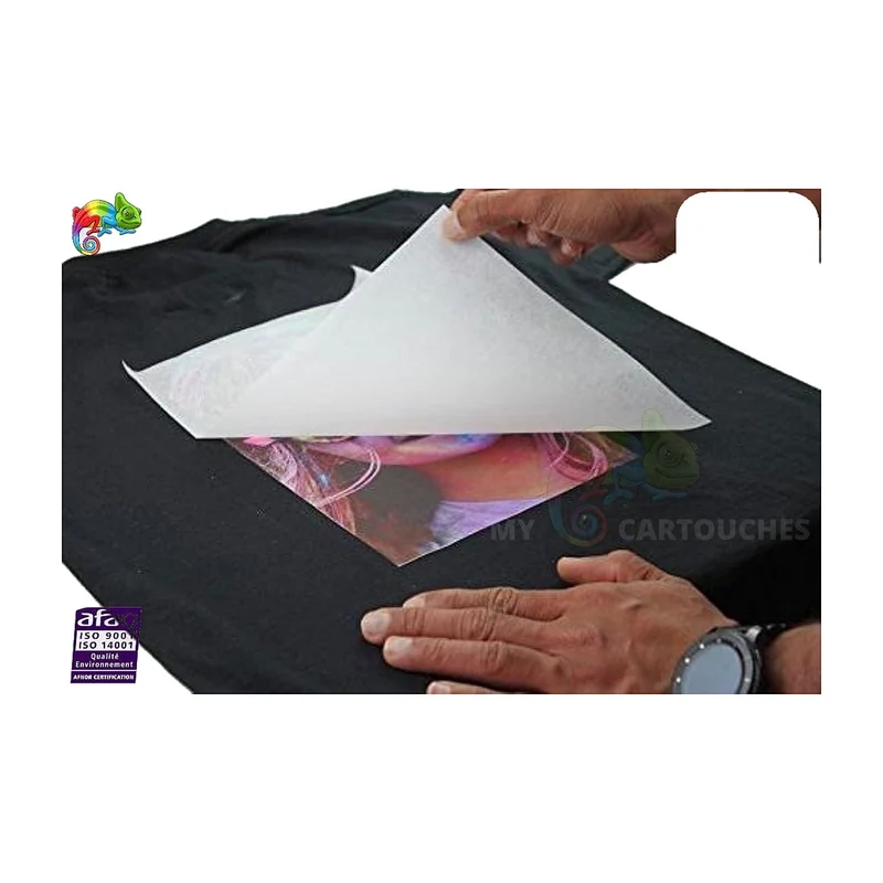 Papier Transfert Textile Noir A4 3 Feuilles: Canon PIXMA, HP DeskJet