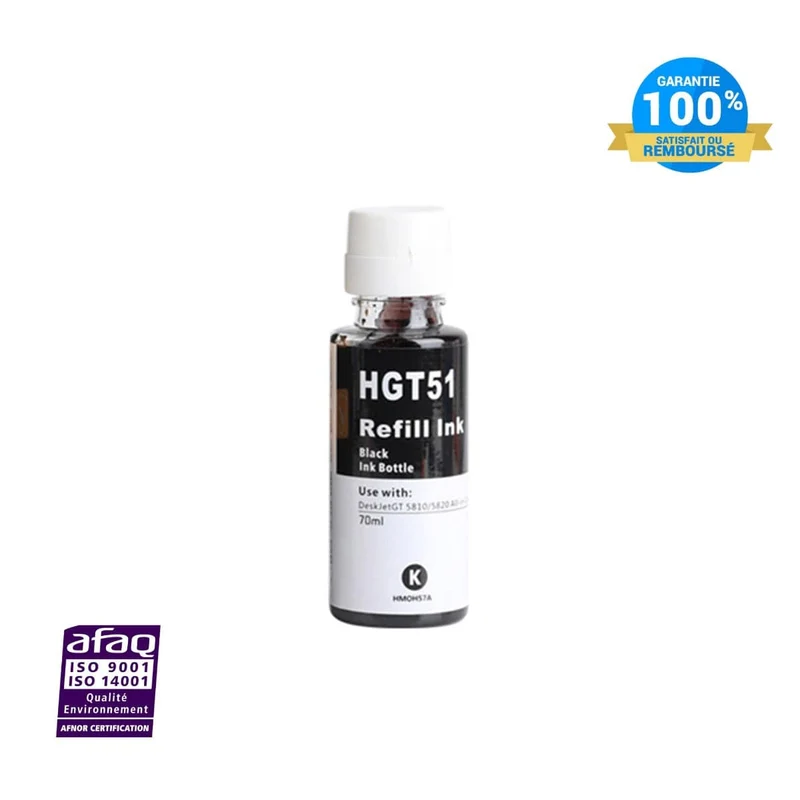 Flacon Encre HP 51/52/53 Noir: Ink Tank 310, 315, 410
