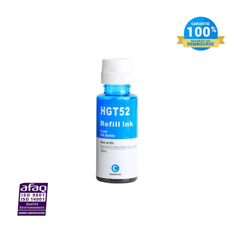 Flacon Encre HP 51/52/53 Cyan: Ink Tank 310, 315, 410
