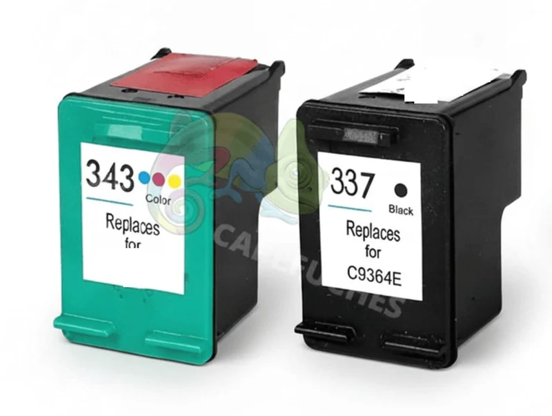 Pack 2 Cartouches HP 337 Noir HP 343 Couleur — Photosmart C4180, DeskJet 5940