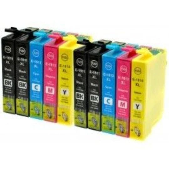 Pack 10 Cartouches Epson 16 XL Noir Cyan Magenta Jaune — WorkForce WF-2010, WF-2510, WF-2630