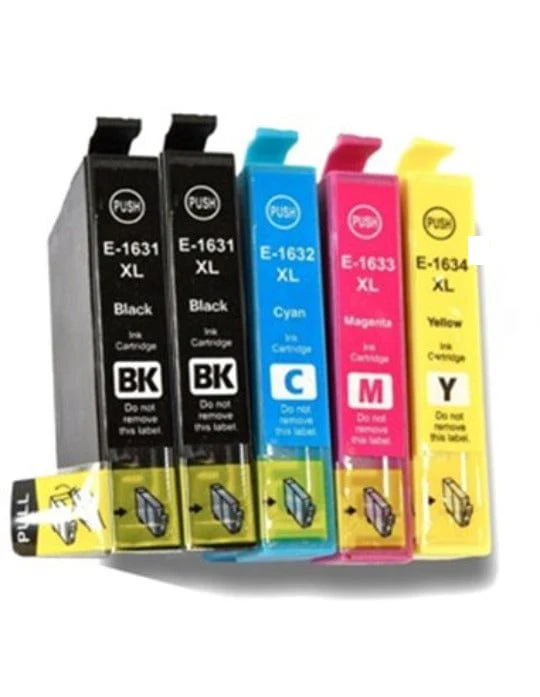 Pack 5 Cartouches Epson 16 XL (Stylo Plume) Noir Cyan Magenta Jaune — WorkForce WF-2510WF, WF-2630WF