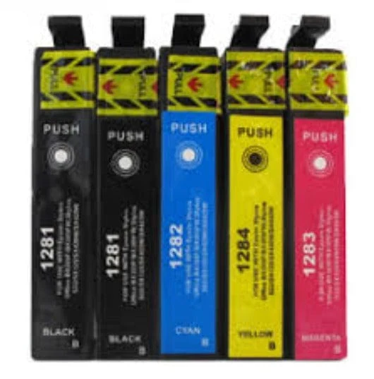 Pack 5 Cartouches Epson T1285 Noir Cyan Magenta Jaune — Stylus SX125, SX130