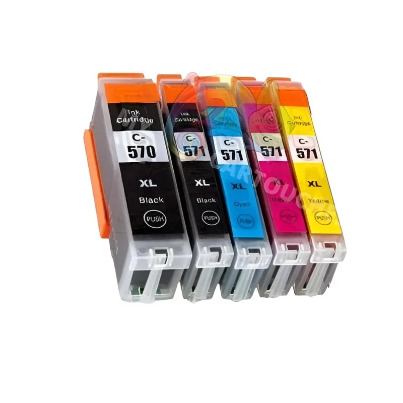 Pack 5 Cartouches Canon PGI-570 XL CLI-571 XL Noir Cyan Magenta Jaune — PIXMA MG5750, TS5050