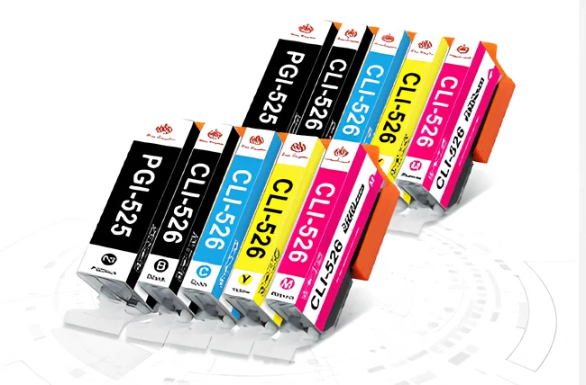 Pack 10 Cartouches Canon PGI-525 CLI-526 Noir Cyan Magenta Jaune — Pixma MG5150, MG5350, MX885