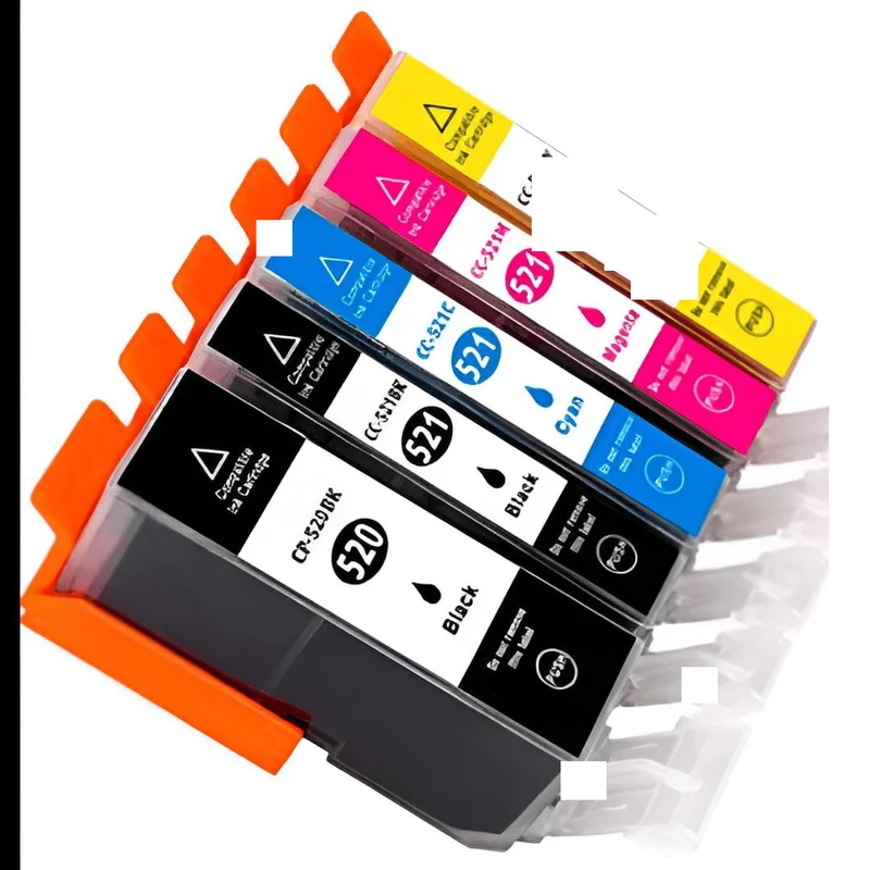 Pack 5 Cartouches Canon PGI-520 CLI-521 Noir Cyan Magenta Jaune — PIXMA iP4700, MP560