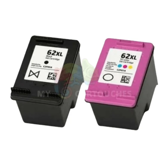 Pack 2 Cartouches HP 62 XL: HP Envy 5640, OfficeJet 5740
