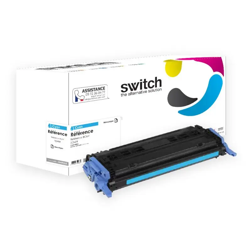 HP 124A Toner Cyan remanufacturé équivalent à Q6001A, 107 · Switch