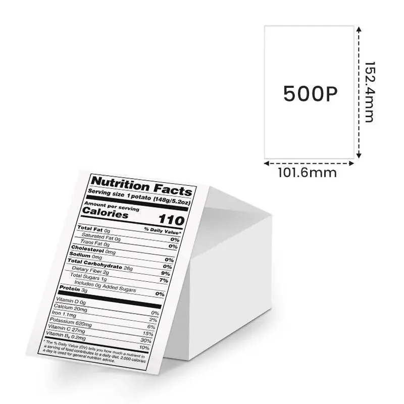 Phomemo - Distributeur en paravent étiquettes expédition 101.5x152mm x 500 - Noir sur Blanc