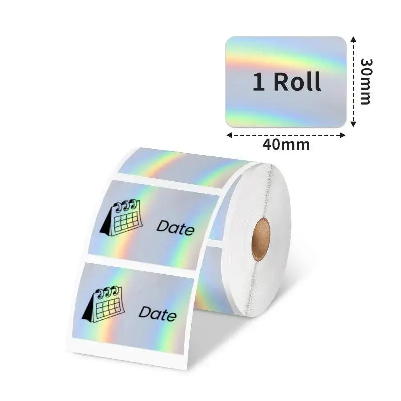 Phomemo - Rouleau étiquettes 40x30mm x 230 - Noir sur Holographique