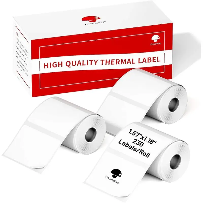 Phomemo - Pack x 3 Rouleaux étiquettes 40x30mm x 230 - Noir sur Blanc