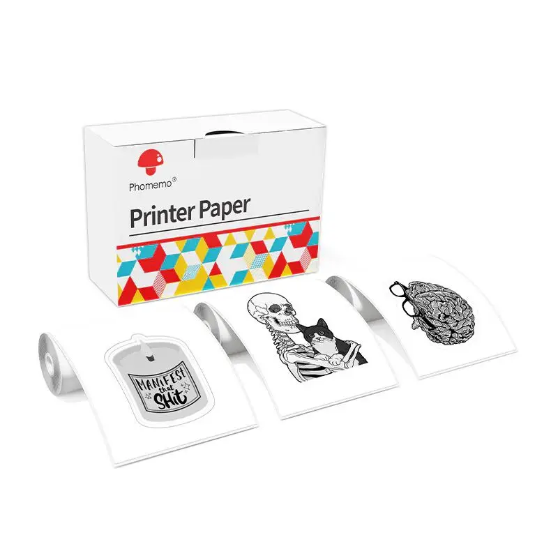 Phomemo - Pack x 3 Rouleaux étiquette continue 50mm x 3.5m - Noir sur Blanc