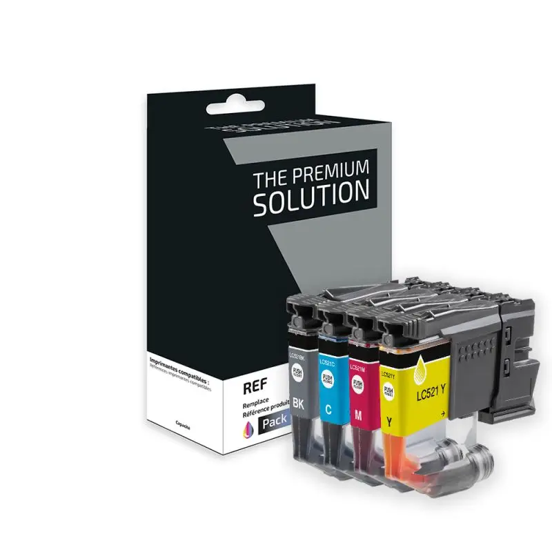Brother 521 Cartouche Pack 4 Couleurs compatible équivalent à LC521VAL