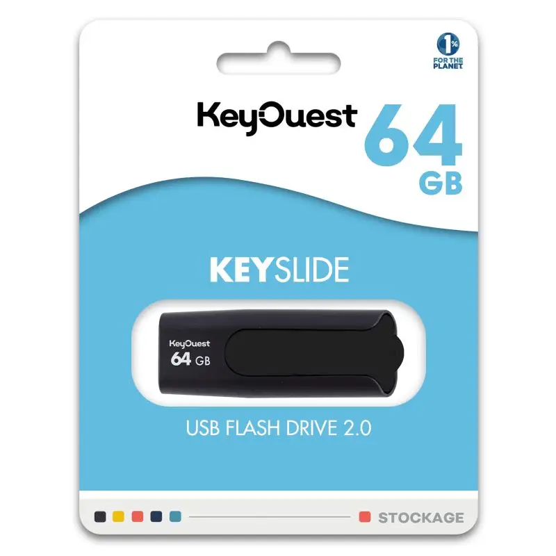 Key Ouest Clé Usb 64Go Keyslide Noir Blanc
