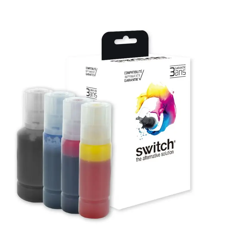 Epson E102 Bouteille encre Pack 4 Couleurs compatible équivalent à 103, 104 · Switch