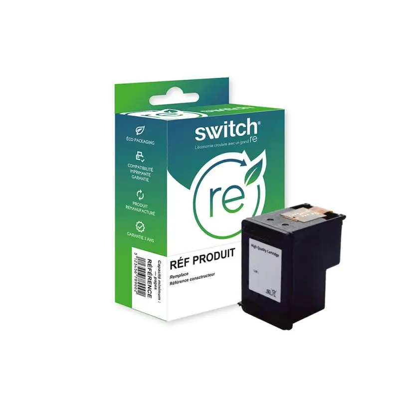 HP 62XL Cartouche Noir remanufacturé équivalent à C2P05AE · Switch RE