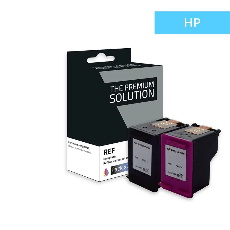 HP 62XL Cartouche Pack 4 Couleurs remanufacturé équivalent à C2P05AE, C2P07AE
