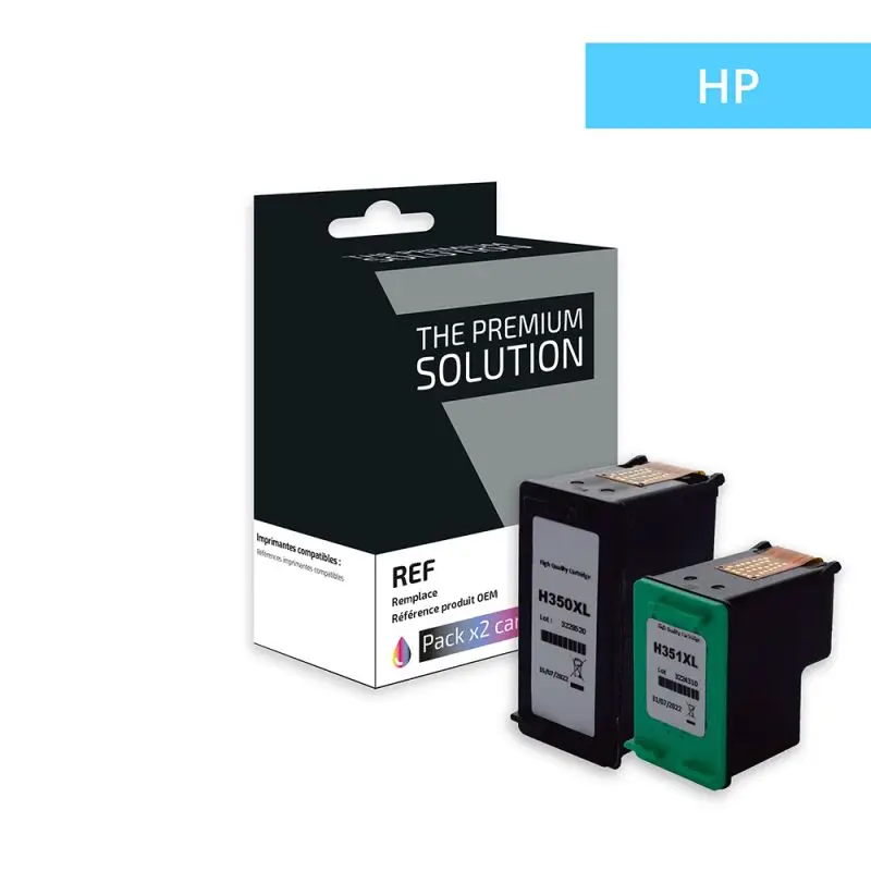 HP 350XL/351XL Cartouche Pack 4 Couleurs remanufacturé équivalent à CB336EE, CB338EE