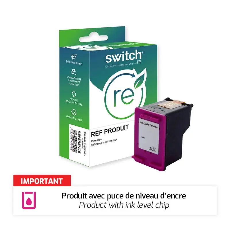 HP 303XL Cartouche Tricolore remanufacturé équivalent à T6N03AE · Switch RE