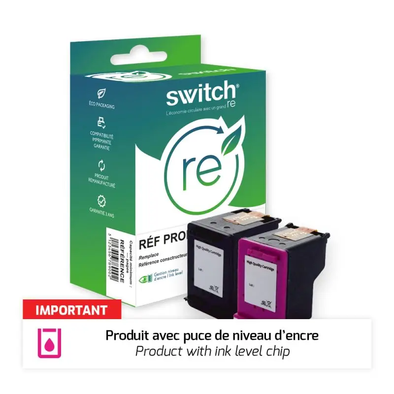 HP 301XL Cartouche Pack 4 Couleurs remanufacturé équivalent à CH563EE, CH564EE · Switch RE