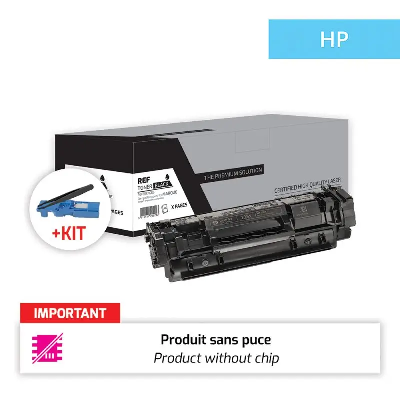 HP 135X Toner Noir compatible équivalent à W1350X sans puce avec kit outils