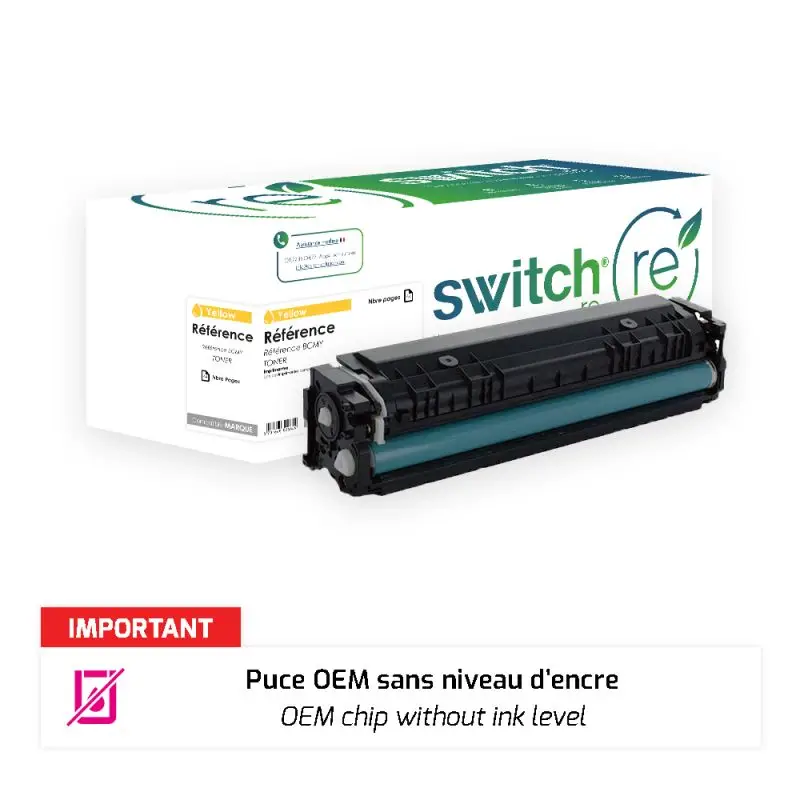 HP 415X Toner Jaune remanufacturé puce OEM équivalent à W2032X · Switch RE