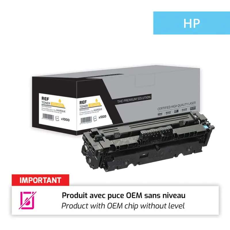 HP 415X Toner Jaune remanufacturé puce OEM équivalent à W2032X