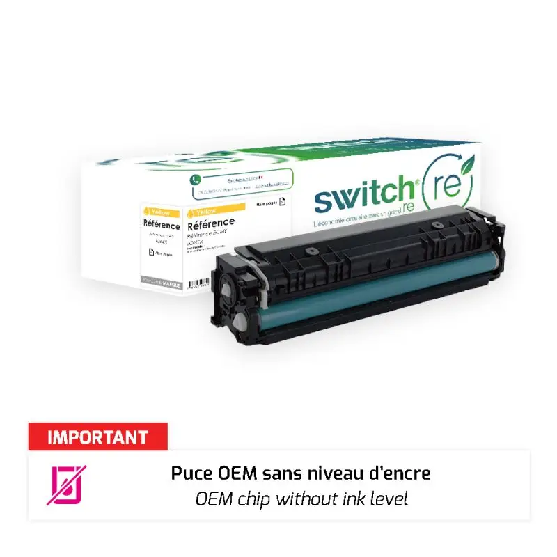 HP 415A Toner Jaune remanufacturé puce OEM équivalent à W2032A · Switch RE