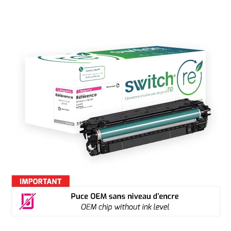 HP 212X Toner Magenta remanufacturé puce OEM équivalent à W2123X · Switch RE