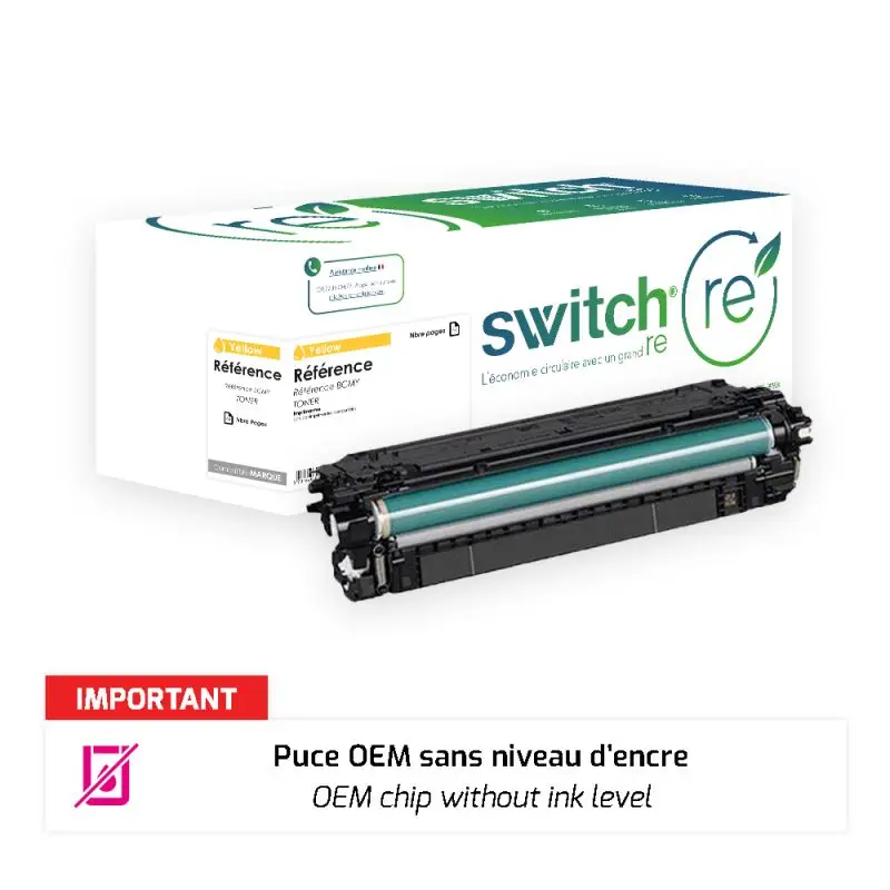 HP 212A Toner Jaune remanufacturé puce OEM équivalent à W2122A · Switch RE