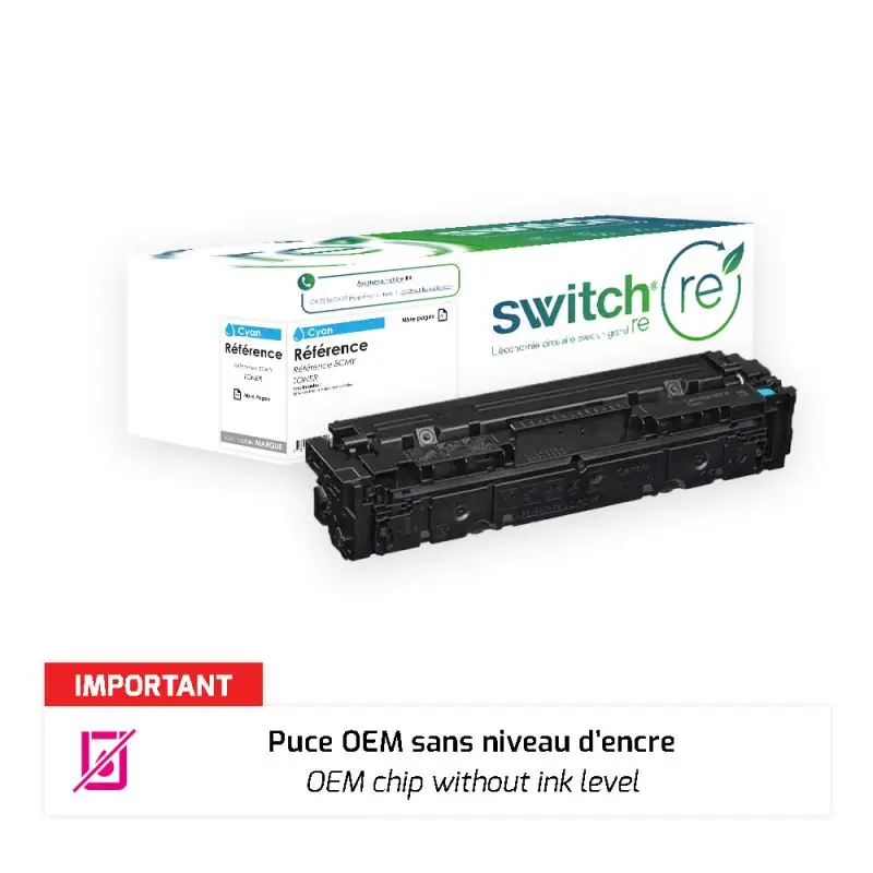 HP 207X Toner Cyan remanufacturé puce OEM équivalent à W2211X · Switch RE