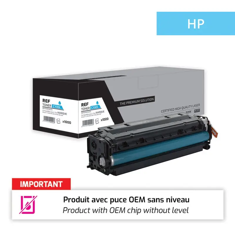 HP 207X Toner Cyan remanufacturé puce OEM équivalent à W2211X