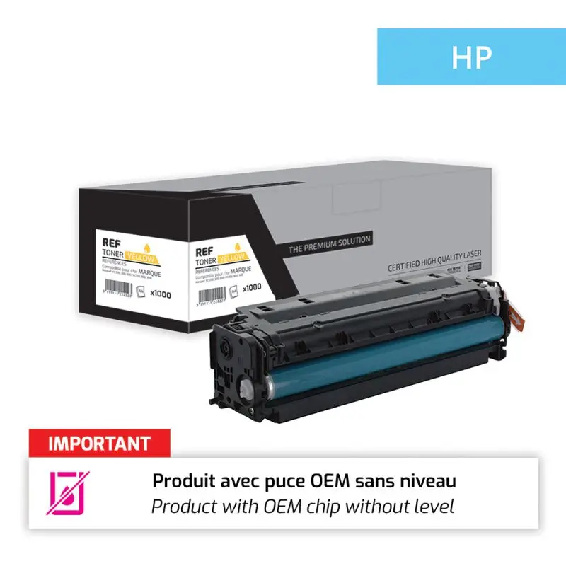 HP 207A Toner Jaune remanufacturé puce OEM équivalent à W2212A