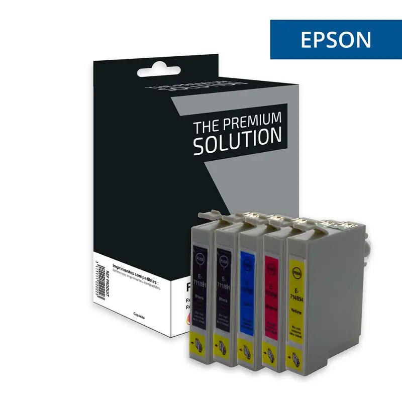 Epson T0715 Guepard Cartouche Pack 4 Couleurs compatible équivalent à C13T07154012